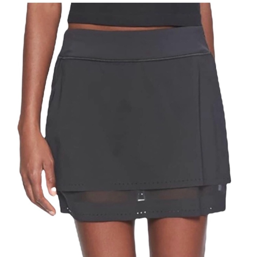 ATHLETA Laser Run Black Layered Athletic Skort MEDIUM